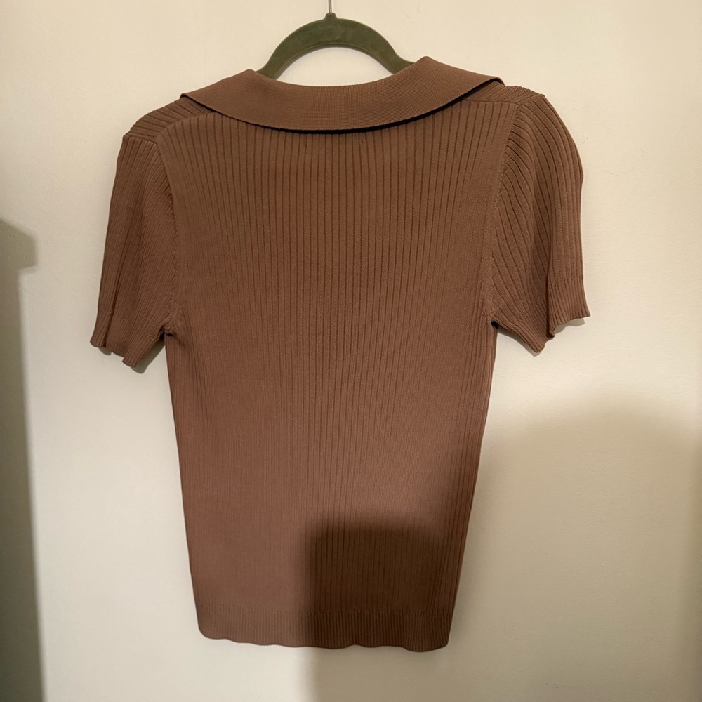 Truth Ribbed Short Sleeve Collared Top - Picture 3 of 3